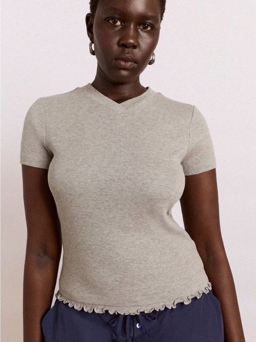 Damson Madder Zola Short Sleeve Tee - Grey Marl